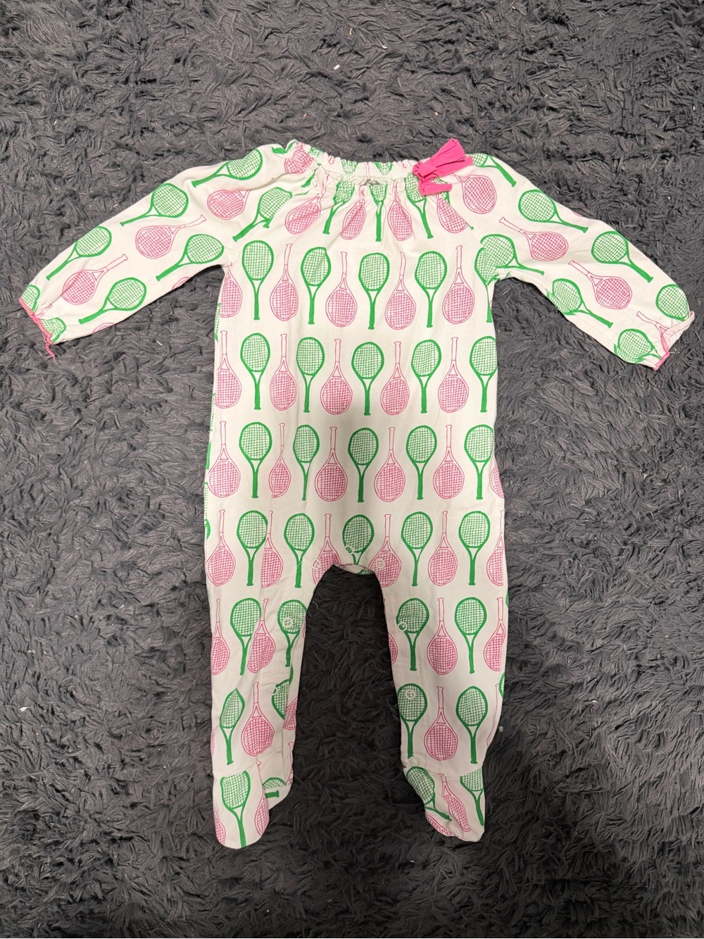 Mud Pie Pink & Green Tennis Racket Footie